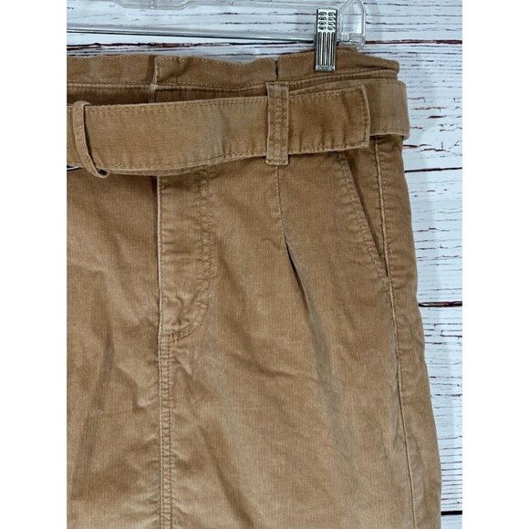 Express Corduroy Skirt Womens Teen Size 6 Brown Tan High Rise Belted Pockets - Picture 4 of 11